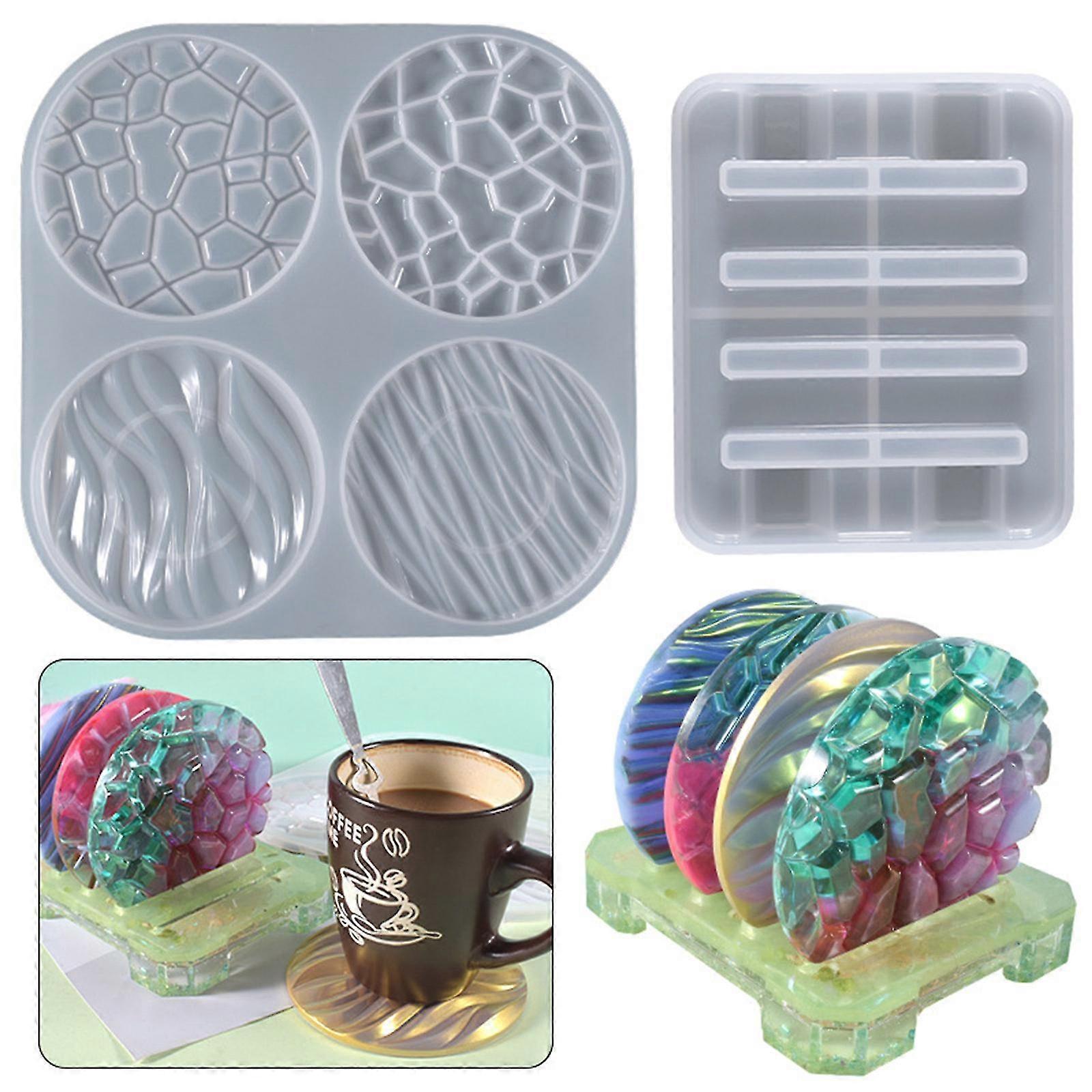Diy Crystal Epoxy Resin Mold Four-connected Wave Coaster Table Silicone Mold