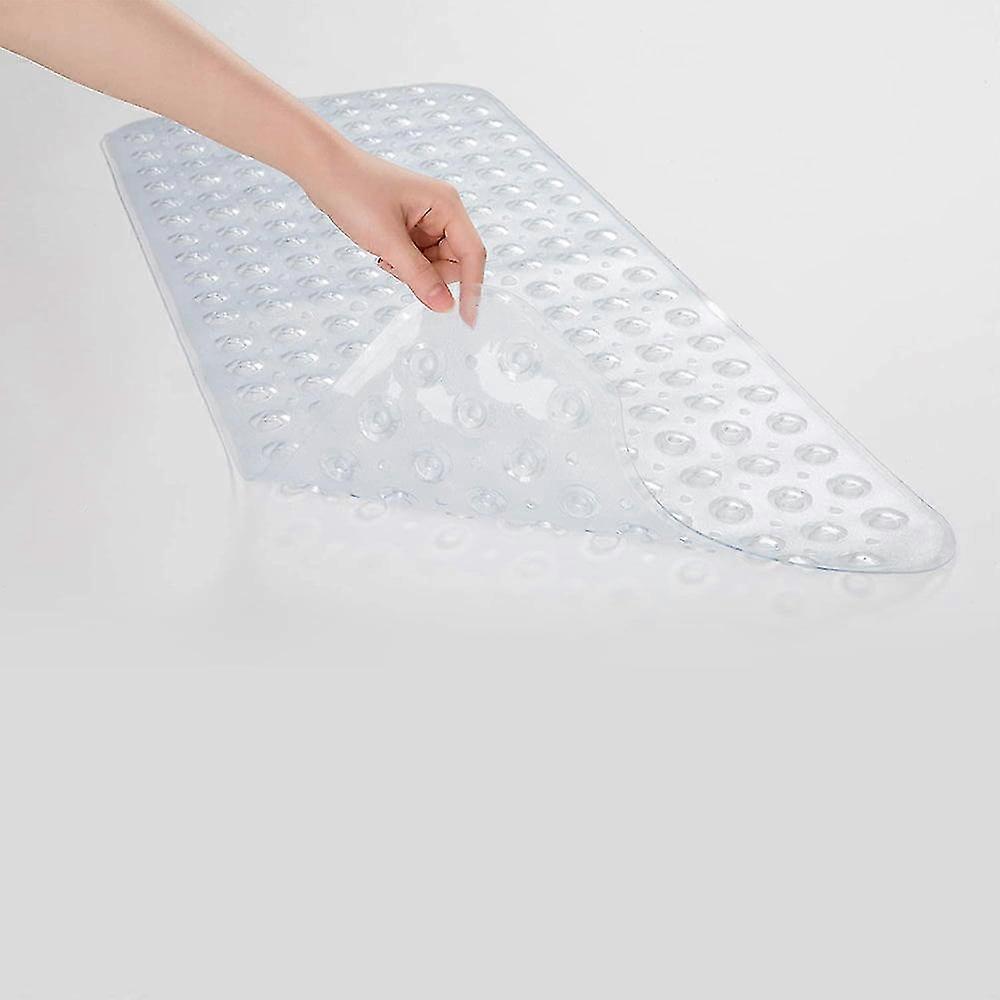 Non Slip Shower Mat With Suction Cup And Drain Hole, Machine Washable Bathtub Mat, Transparent-Yvan