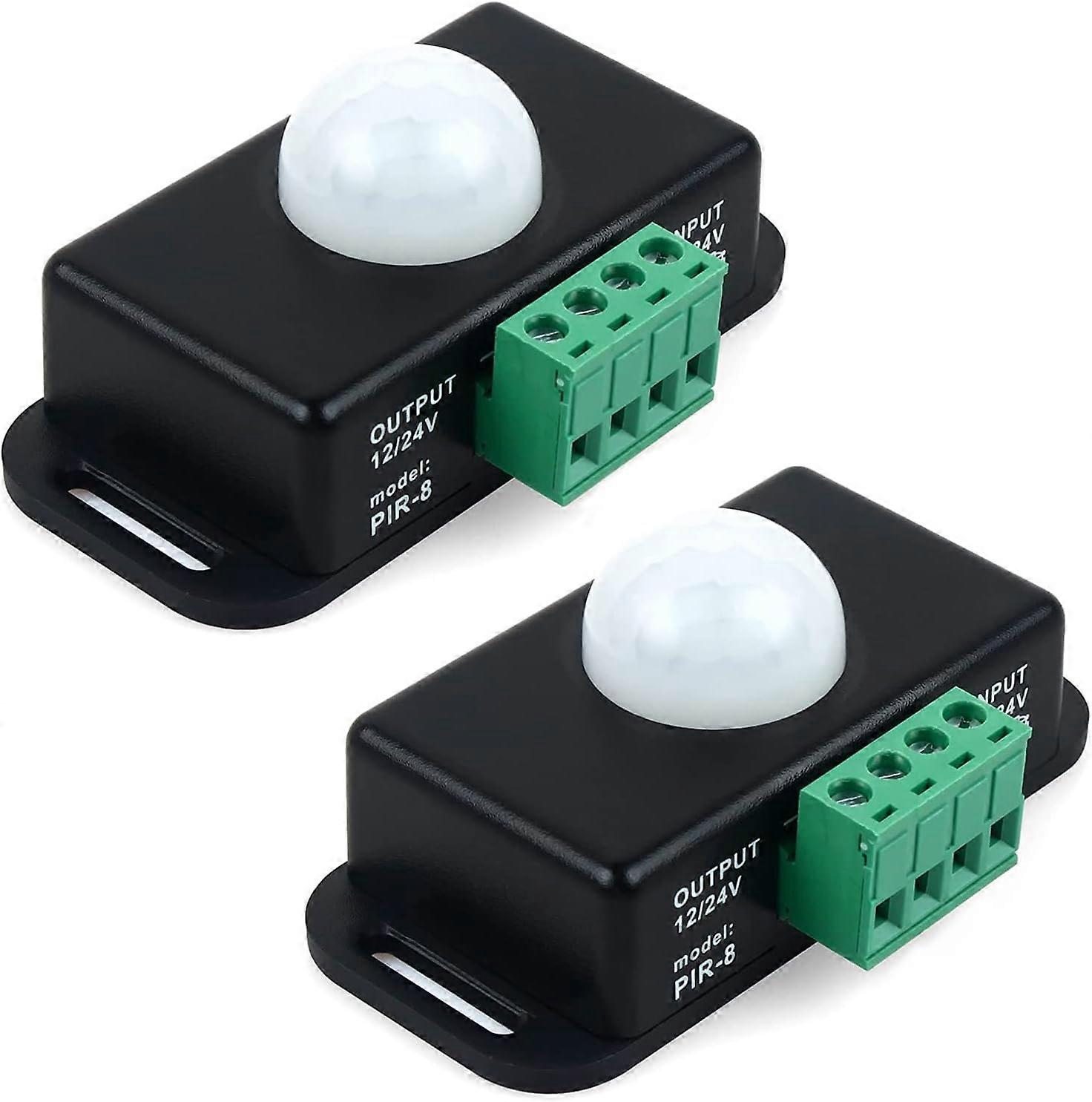 2 Piece Motion Sensor Switch, 12V/24V PIR Sensor LED Switch Controller for Flexible LED Strips