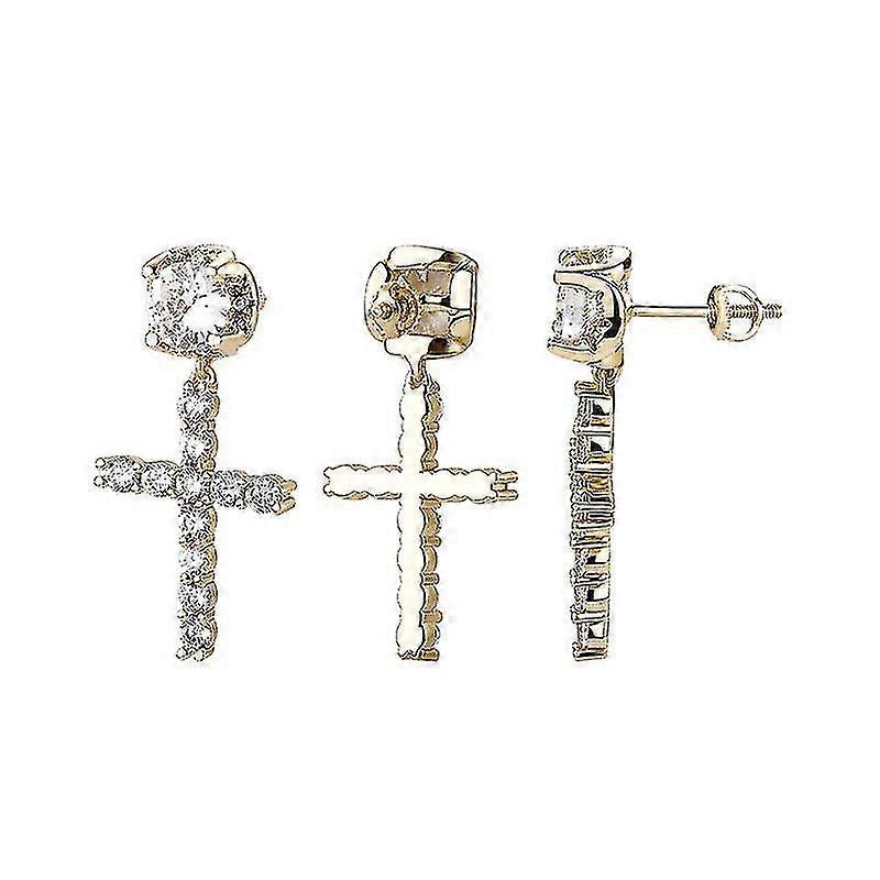 Punk Gold Cross Earrings For Men