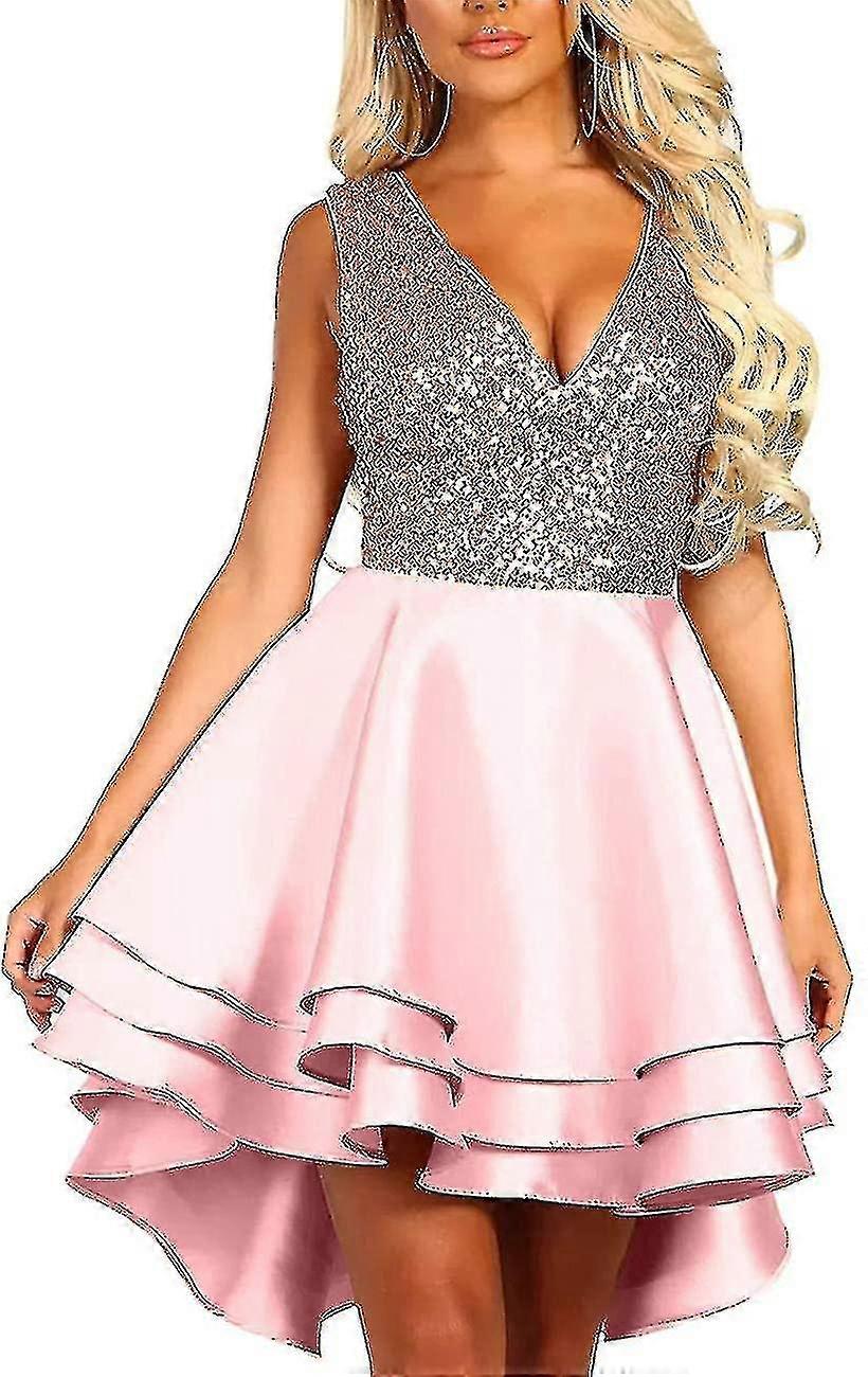 Mini šaty s výstřihem do V s flitry pro klubovou párty s třpytkami Sparkle-XinHan