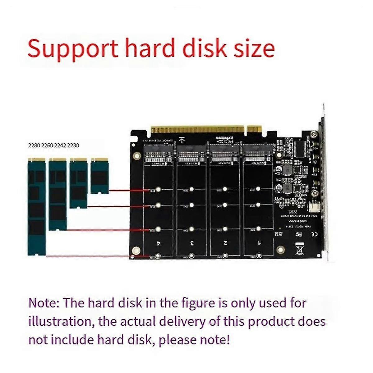 Hard Disk Expansion Card NVME Protocol Disk Array Card Mainboard PCI-E16X Slot to 4 NVME Solid Stat