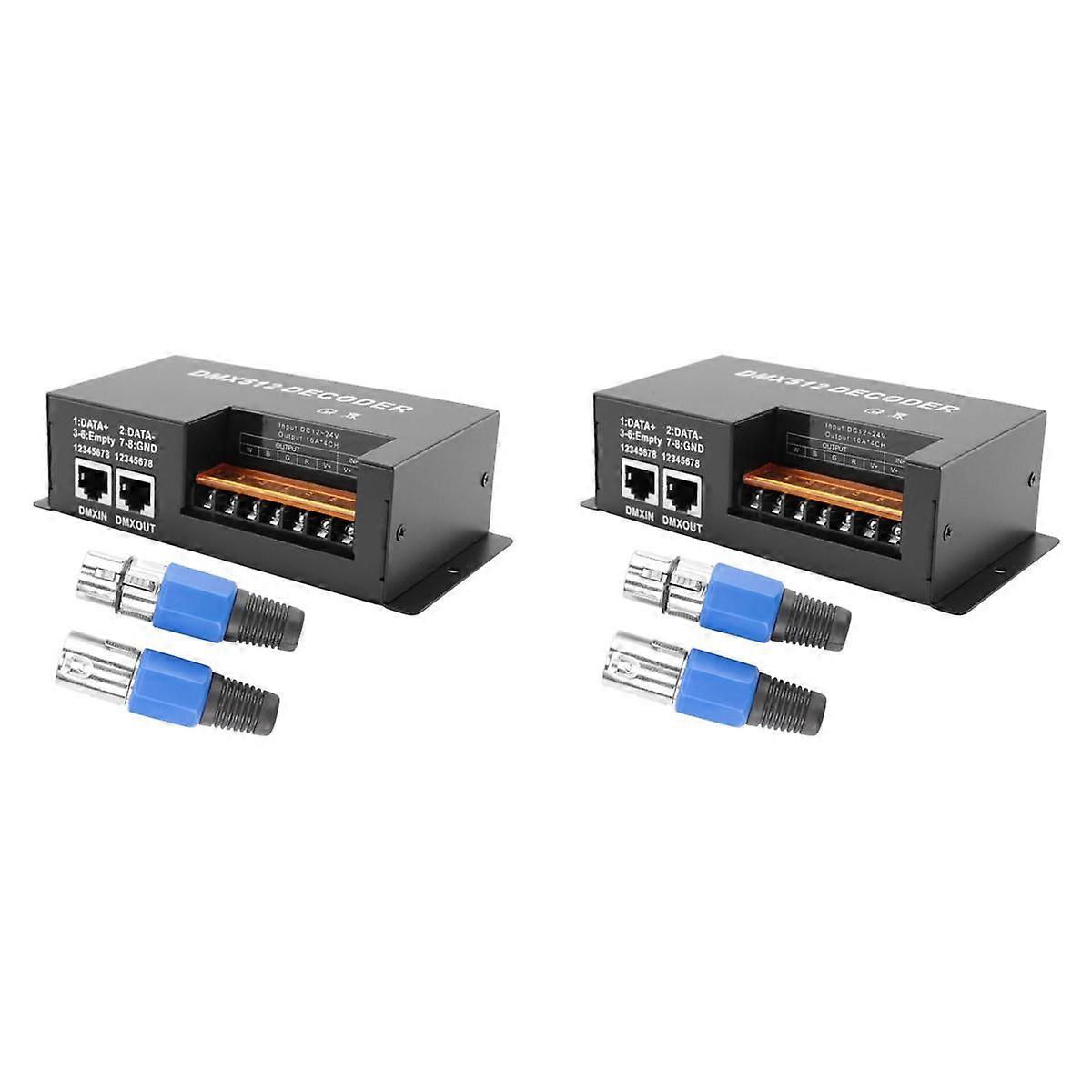 2X 4 Channel DMX Decoder RGBW PWM DMX512 Dimmer Driver RGBW LED Strip Light Controller Input 12V-24