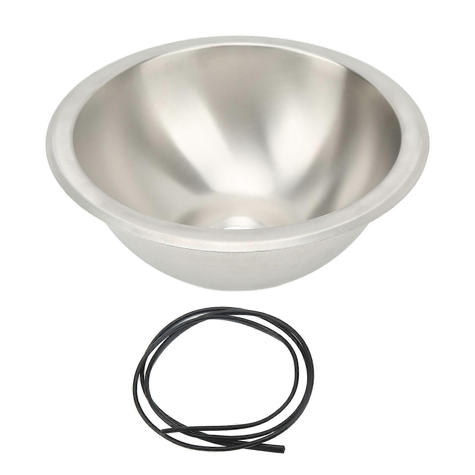 RV Kitchen Sink 304 Stainless Steel Wiredrawing Smoothing Space Saving Round RV Sink for Camper Boat