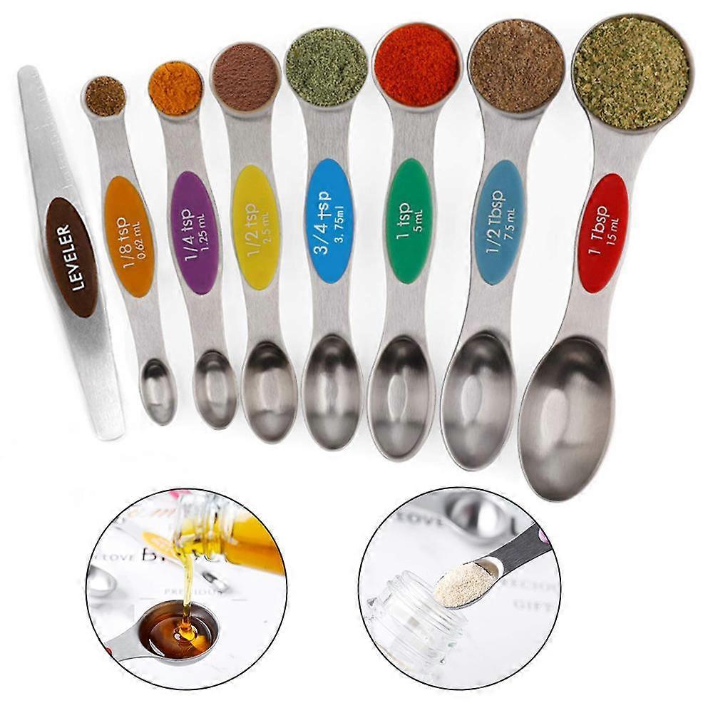 8 Piece Set Magnetic Measuring Spoons Set Stainless Steel