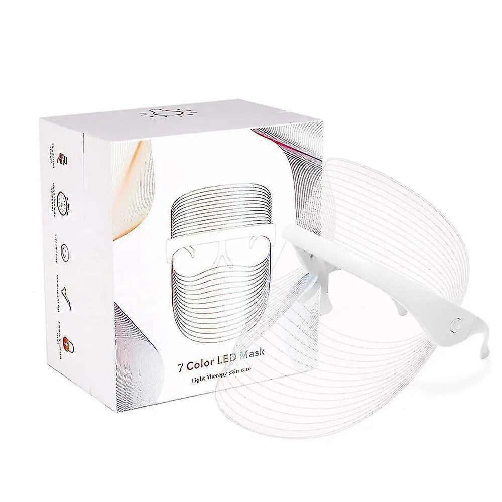 ポータブルLEDフェイスマスク光療法、7色LED光線療法マスク、顔用赤と青の光線療法、スキンケア用ライトマスク、充電式金庫