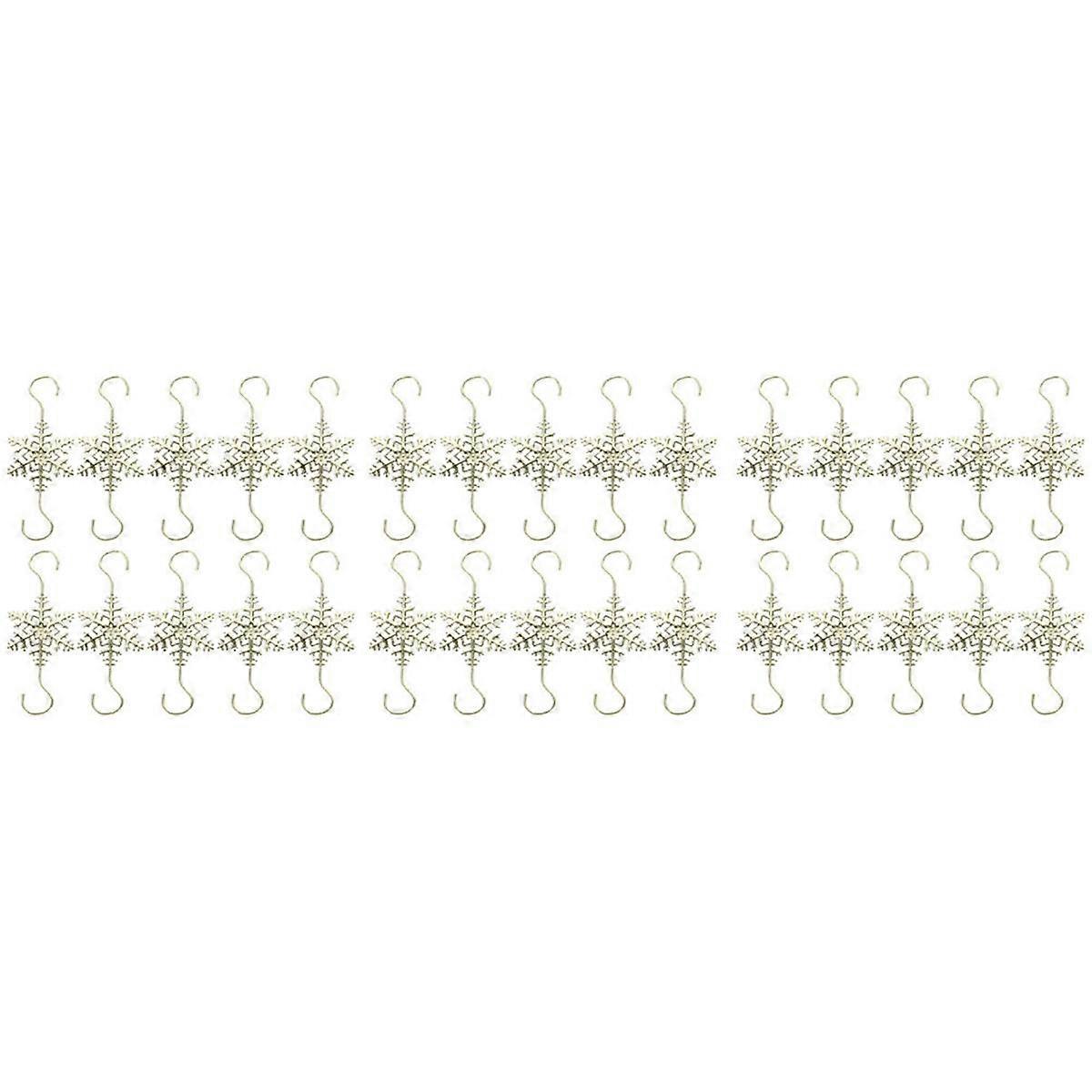 Desk Top Decor 30Pcs Snowflake Tree Ornament Hooks Decorating Hangers Metal Wire Ornament Hooks Gol