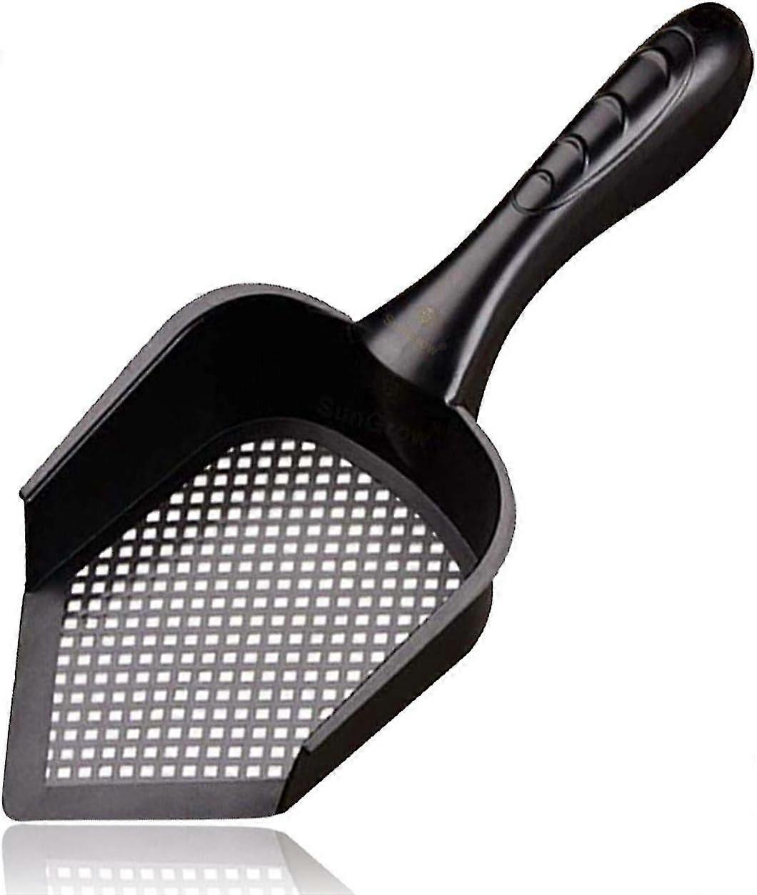 Kattebakke til kaniner, sort 12" x 5" x 2" plastskovl, dybe spredningssikre sider, spids kant til at nå hjørner