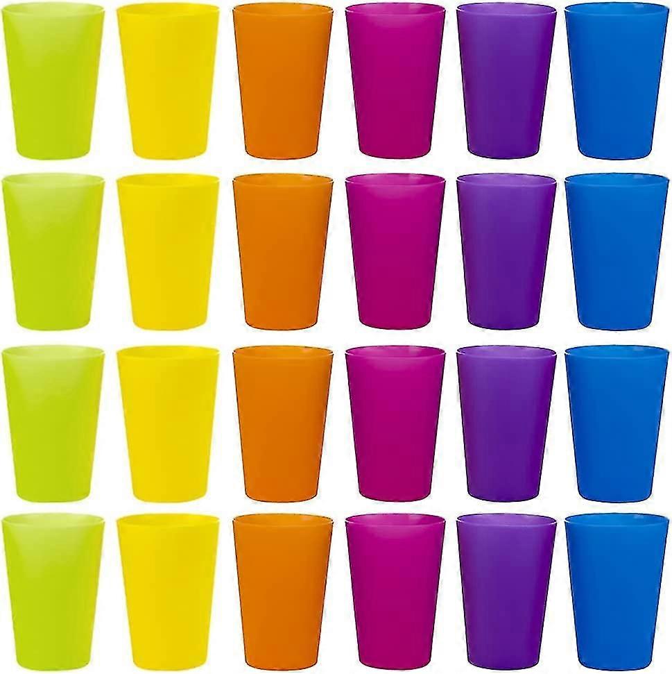 24 Pcs Reusable Plastic Cups, 6 Bright Colors Plastic Cups For Kids, Camping