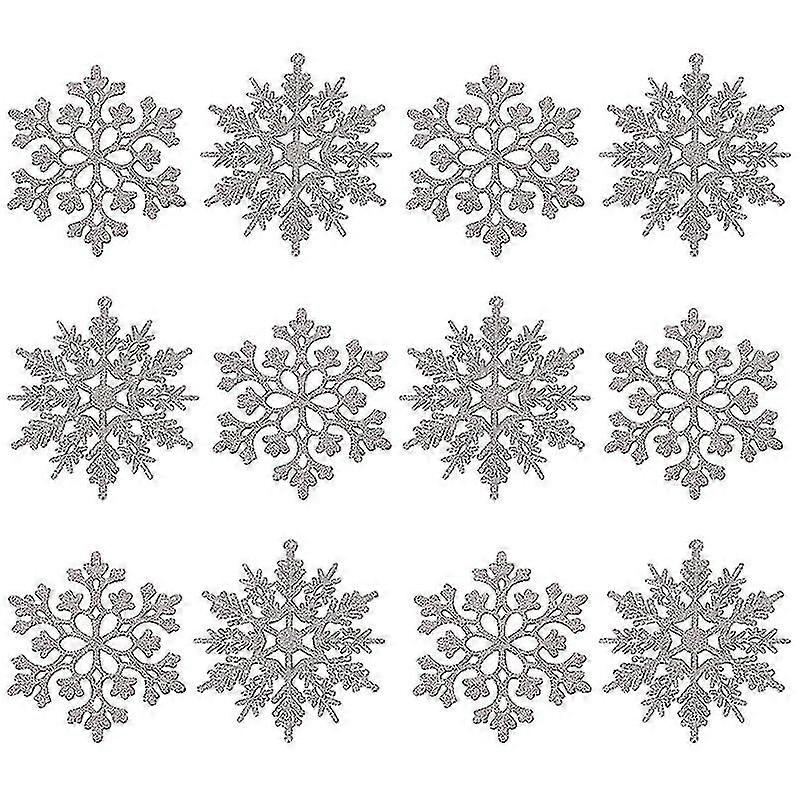 36pcs Glitter Snowflake Ornaments,iridescent Glitter Compatible With Decorating
