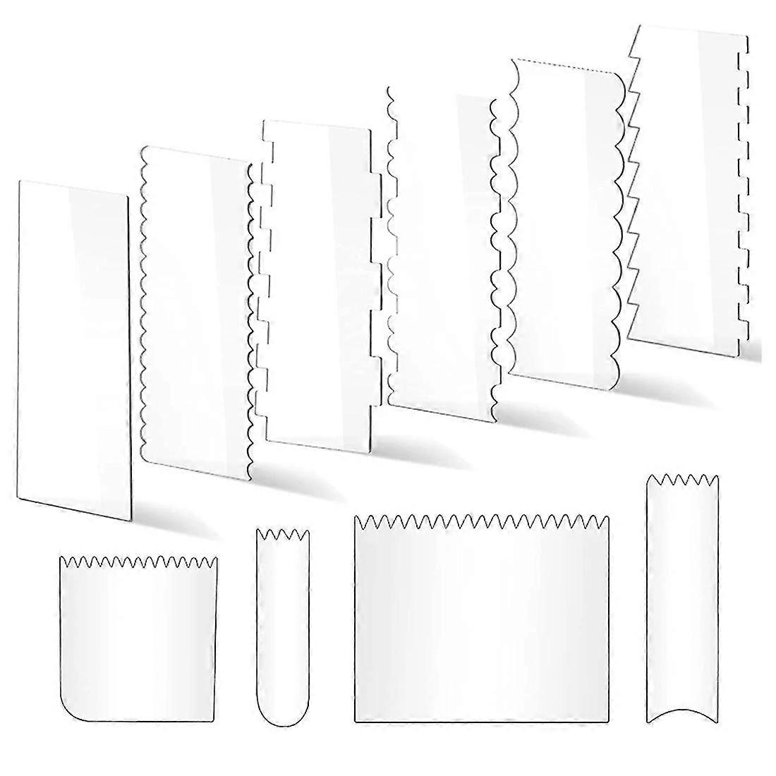 10 Pieces Acrylic Material Cake Scraper Stripes Edge Cake Scrapers Cake Smoother Carving Gadgets Fo