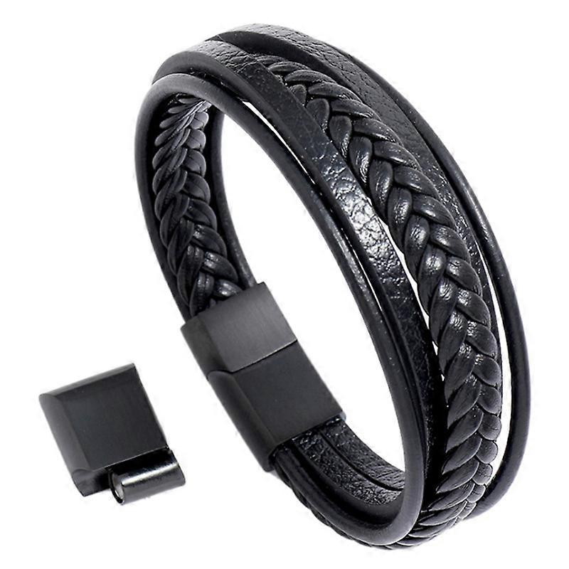Men's Braided Leather Bracelet Black