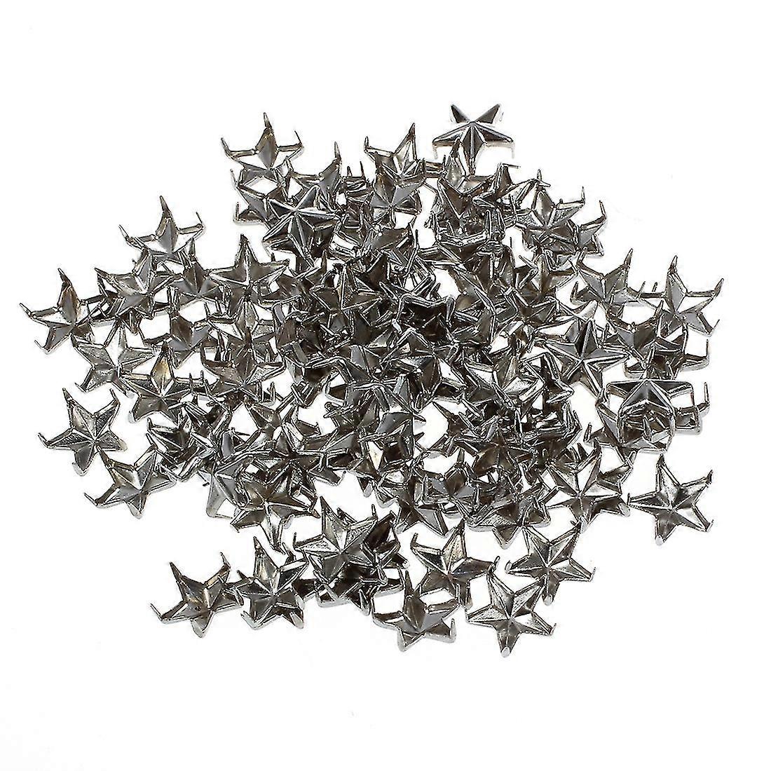 100pcs Silver Star Studs Nailheads 9mm