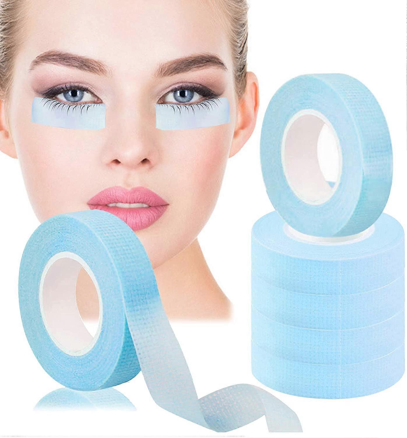 5Rolls Lash Tape for Eyelash Extension Breathable Micropore Fabric Non-Woven Fabrics Tape for Eyelash Lint Free False Lash Extension Supplies(Blue)