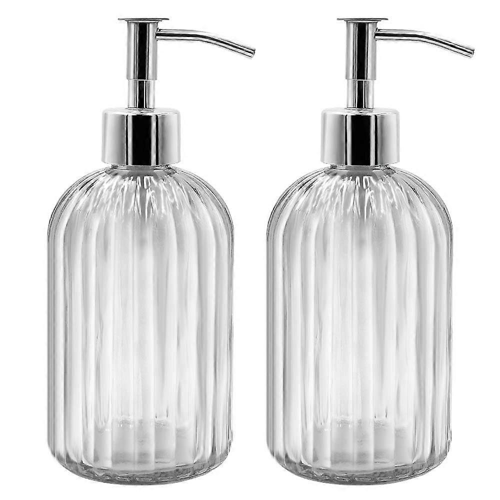 2 Pack Glass Soap Dispenser Bottle with Pump,(Transparent)