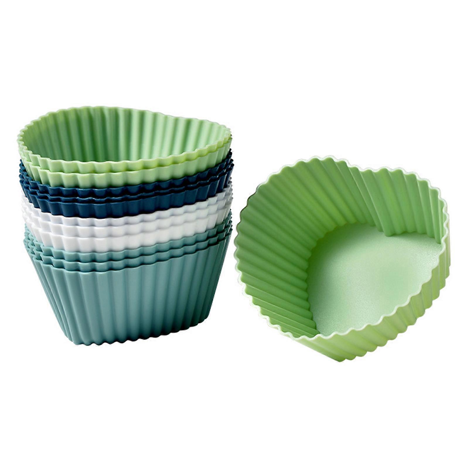 12Pcs Silicone Muffin Cup Reusable Silicone Cupcake Baking Cups Versatile Muffin Liners for Cakes Chocolates Desserts
