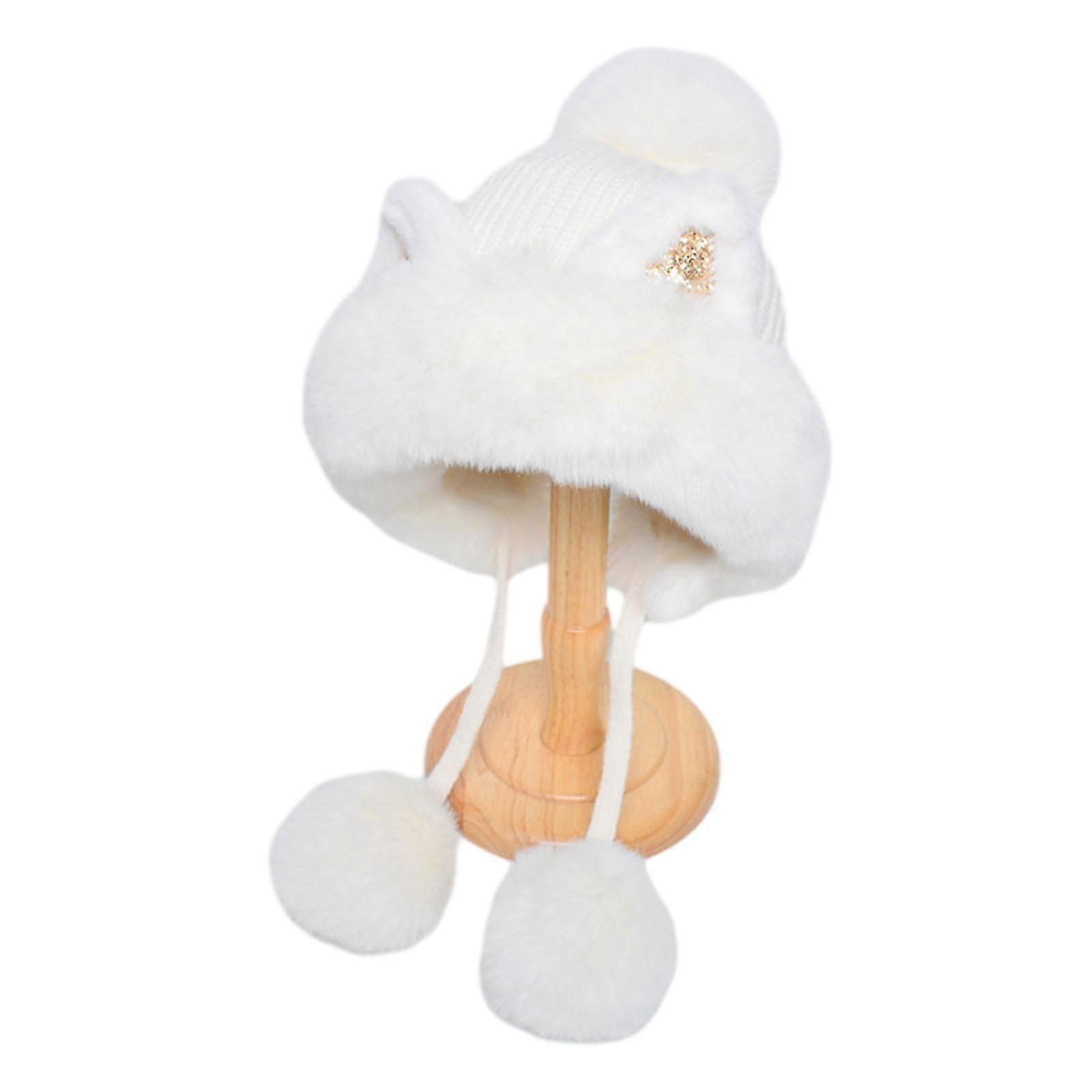 Winter Warm Knit Hat with Earmuff Sweet Comfortable Warming Hat for Skiing Skating