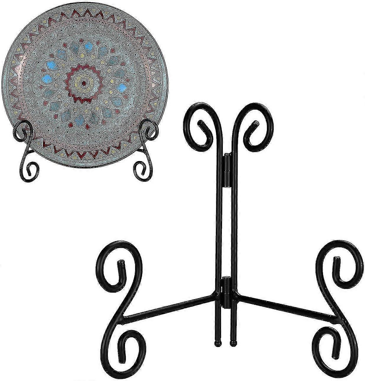 Plate Stand, 1 Pack 6 Inch Plate Holder For Display, Black Foldable Iron Table Easel For Picture Book Photo Frame Decorative Plate