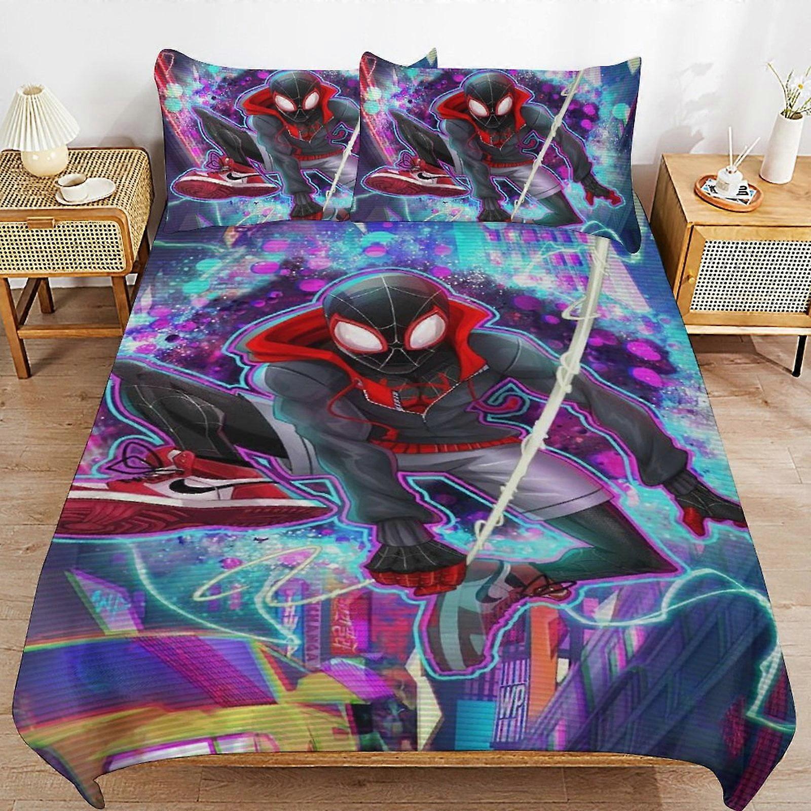 v6622 Prześcieradła Pościel Pościel do zestawów pościeli Spider-verse Ultra miękka, przyjazna dla skóry poszwa na kołdrę 3-częściowa, urocza kołdra Pokrowiec na pościel dla chłopców i dziewcząt