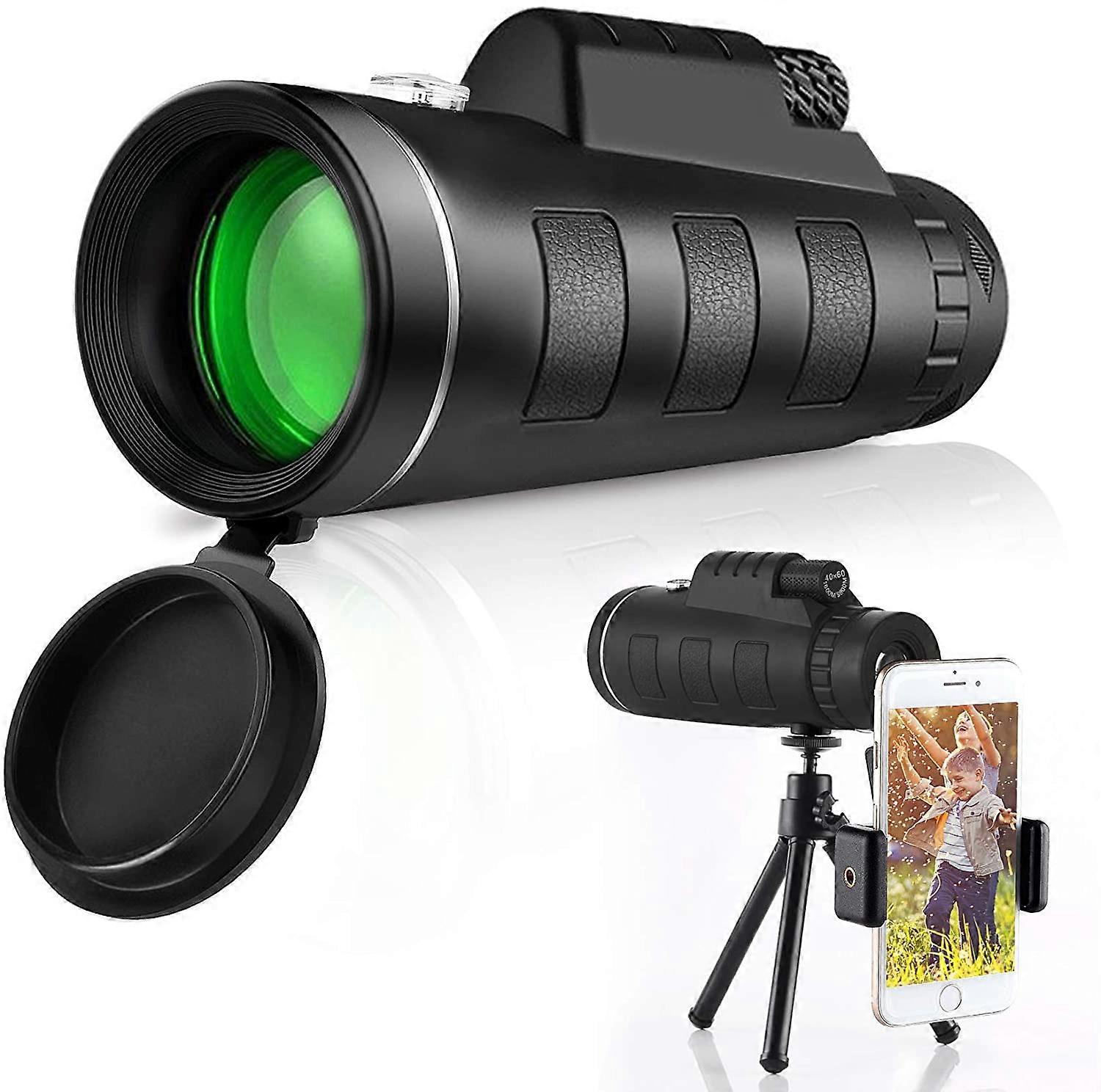 Monocular Telescope - 40X60 High Definition FMC BAK4 HD Monocular for Bird Watching with Smartphone Holder & Tripod IPX7 Waterproof Materials for Camp