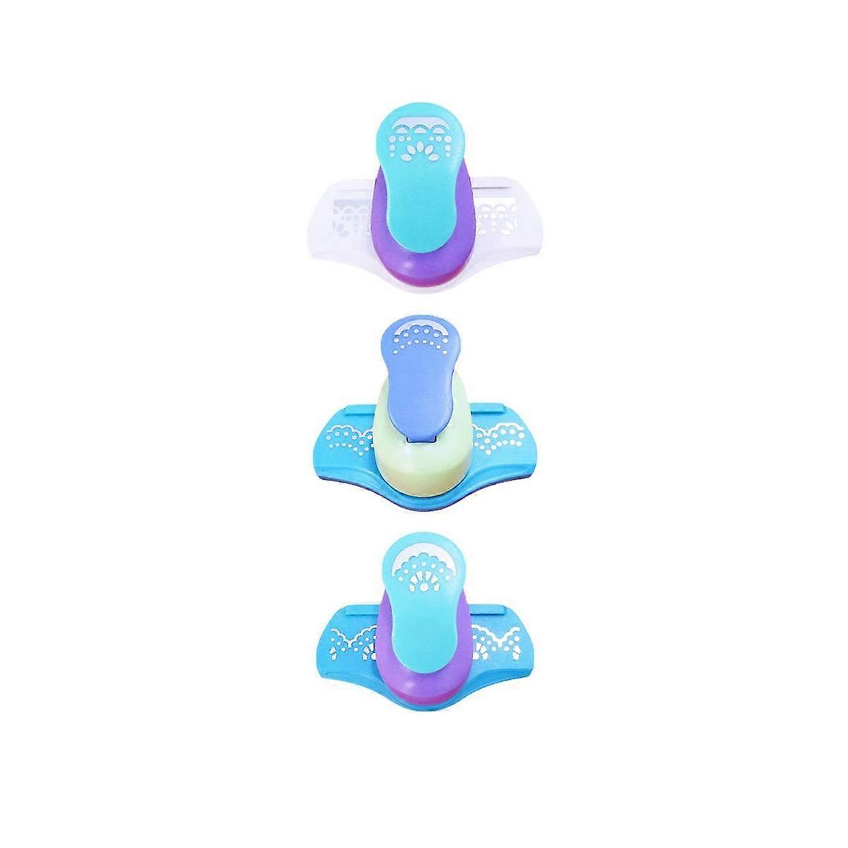 3Pcs Punch, Round Label Punching Craft Hole Punch Shapes Set Edge Paper Punch Lever Action Craft Pu