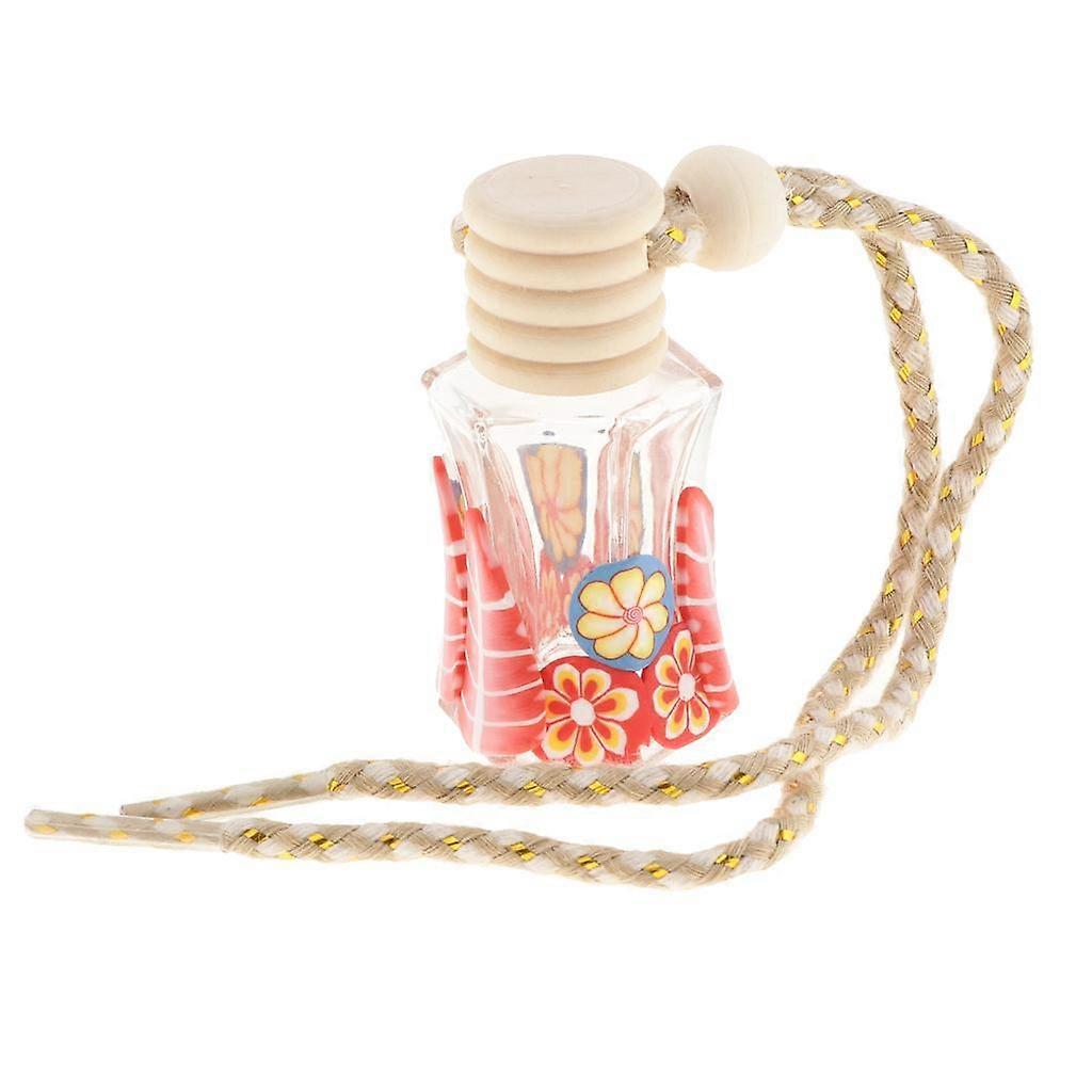 Refillable Charm Empty Glass Perfume Bottle Pendant Car Hanging Decor  Red