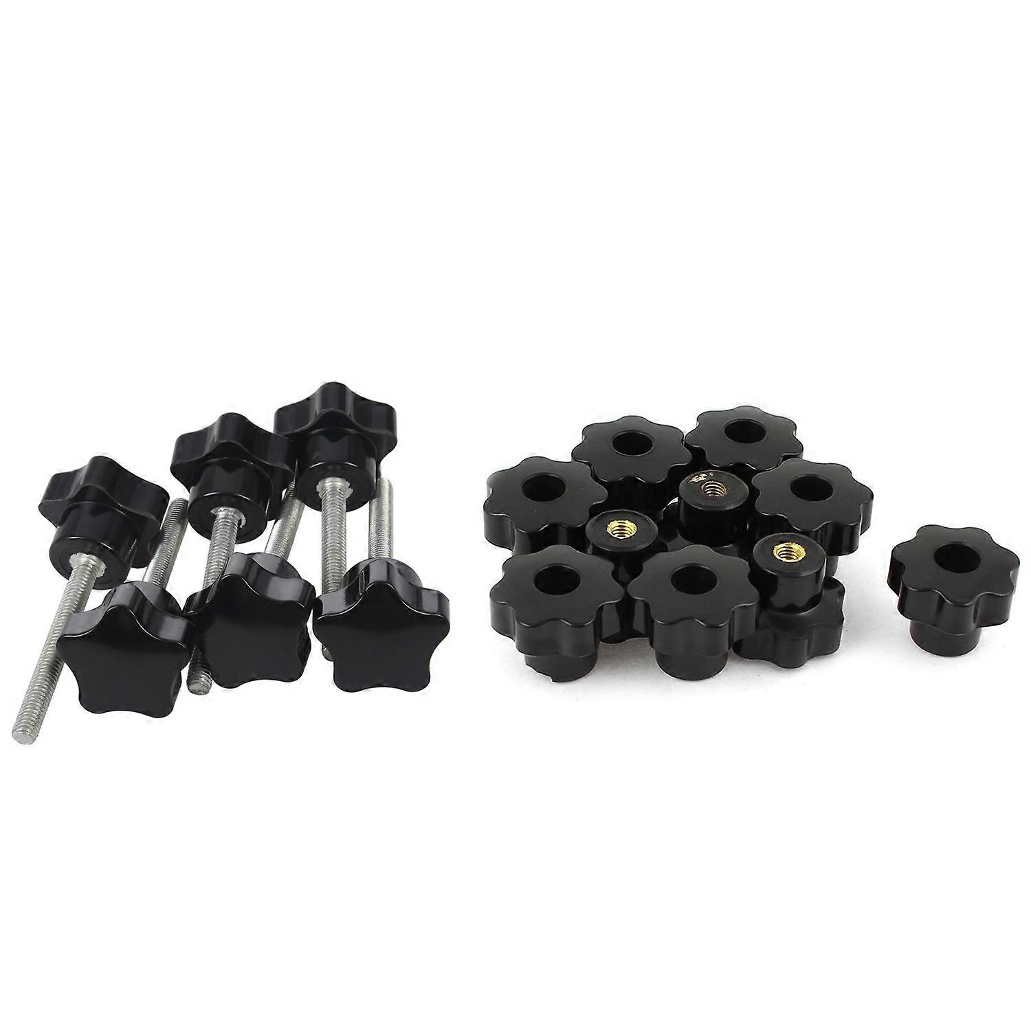 10 Pcs 32mm Dia M6 Thread Screw on Type Star Head Clamping Knob Grip & 6 Pcs M6 x 50 mm Locking Sta