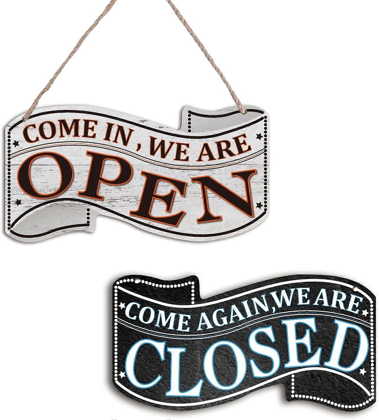 2 Pcs Open Closed Wooden Signs Come in Sign Store Hanging Sign Store Open and Closed Sign Wooden Open Sign for Business Rustic Open Hanging Plaque for