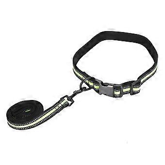 Adjustable Reflective Dog Collar and Lead Traction Rope Accessory Set Fluorescent Green