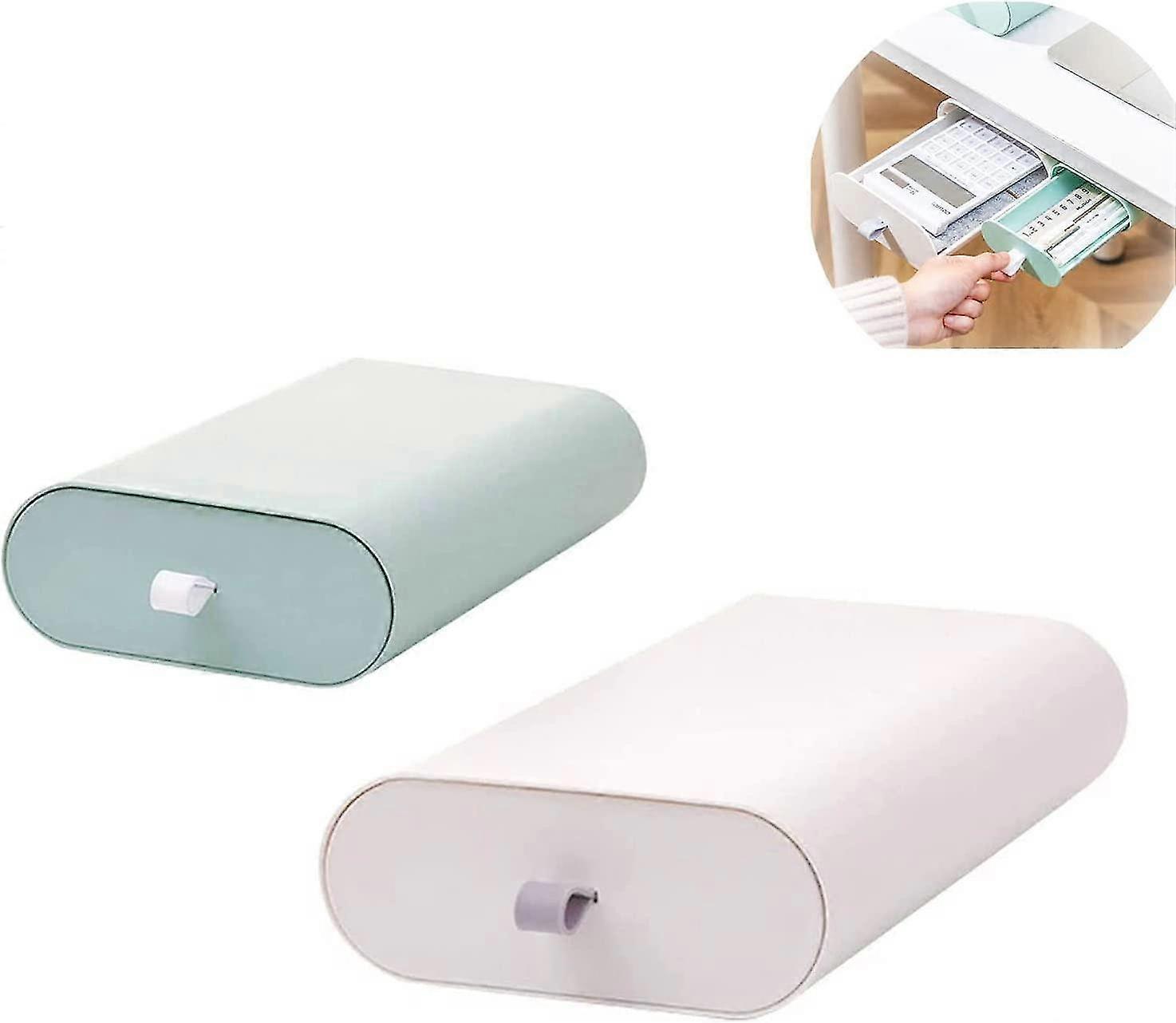 2 Pack Invisible Storage Boxes, Desk Drawer, Storage Paste Desktop Storage Box Stationery