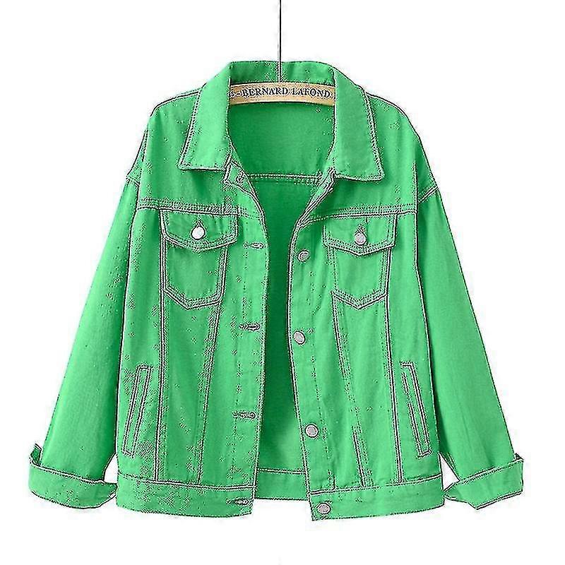 Spring And Autumn Color Large Size Denim Jacket Women's Short Korean Version Loose Bf Long-sleeved Jacket Student Top