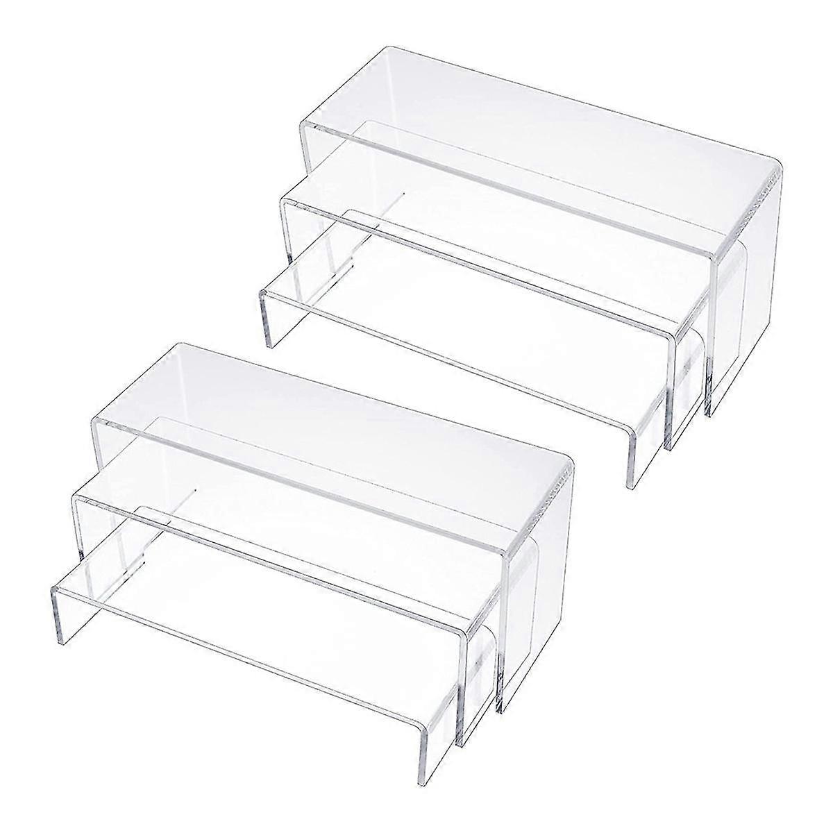 Acrylic Display Risers, Clear Rectangle Stands Shelf For Display 6pcs