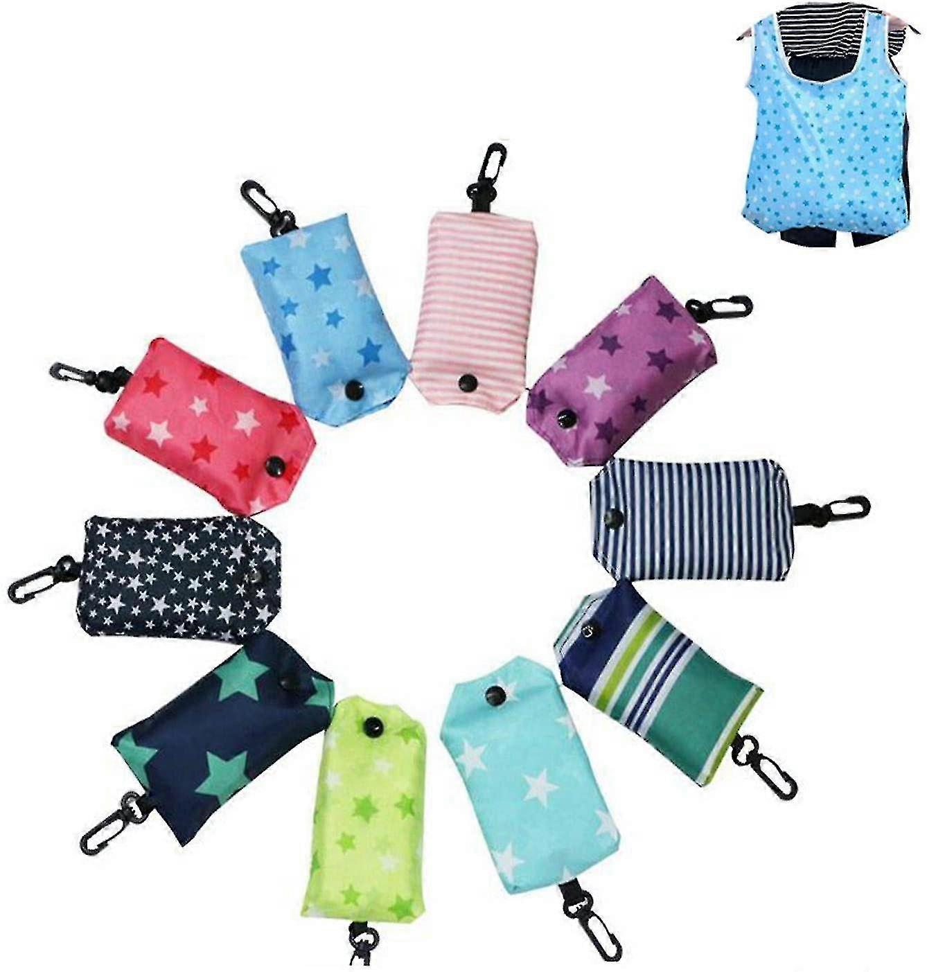 5 pcs portáteis sacos de compras reutilizáveis dobráveis para compras, ao ar livre, camping