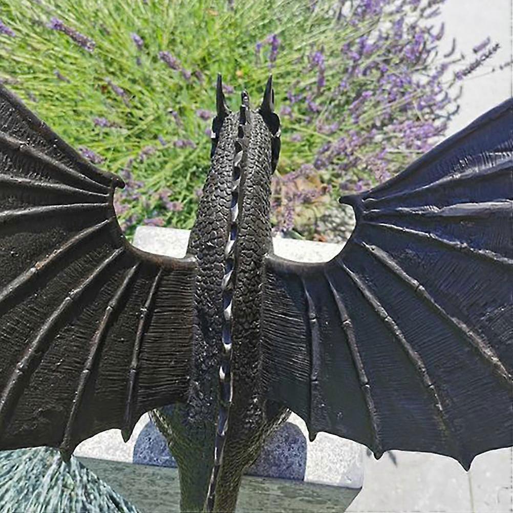 Garten Drachenbrunnen Statue – Harz Wasserspiel Skulptur, Realistisch, 30x30x22 Cm, Mit Wasseranschluss, Für Teich, Terrasse & Hof, Gotisches Design