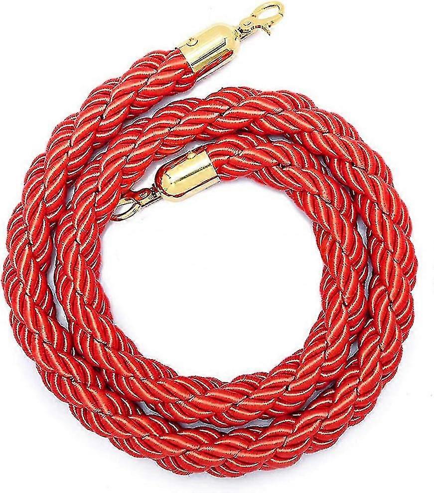 Guidance Rope Barrier Rope Separation Cord Queue Divider Rope For Guidance System With Gold Hooks 1.5m Red For Hotel Cinema Public Crowd Control