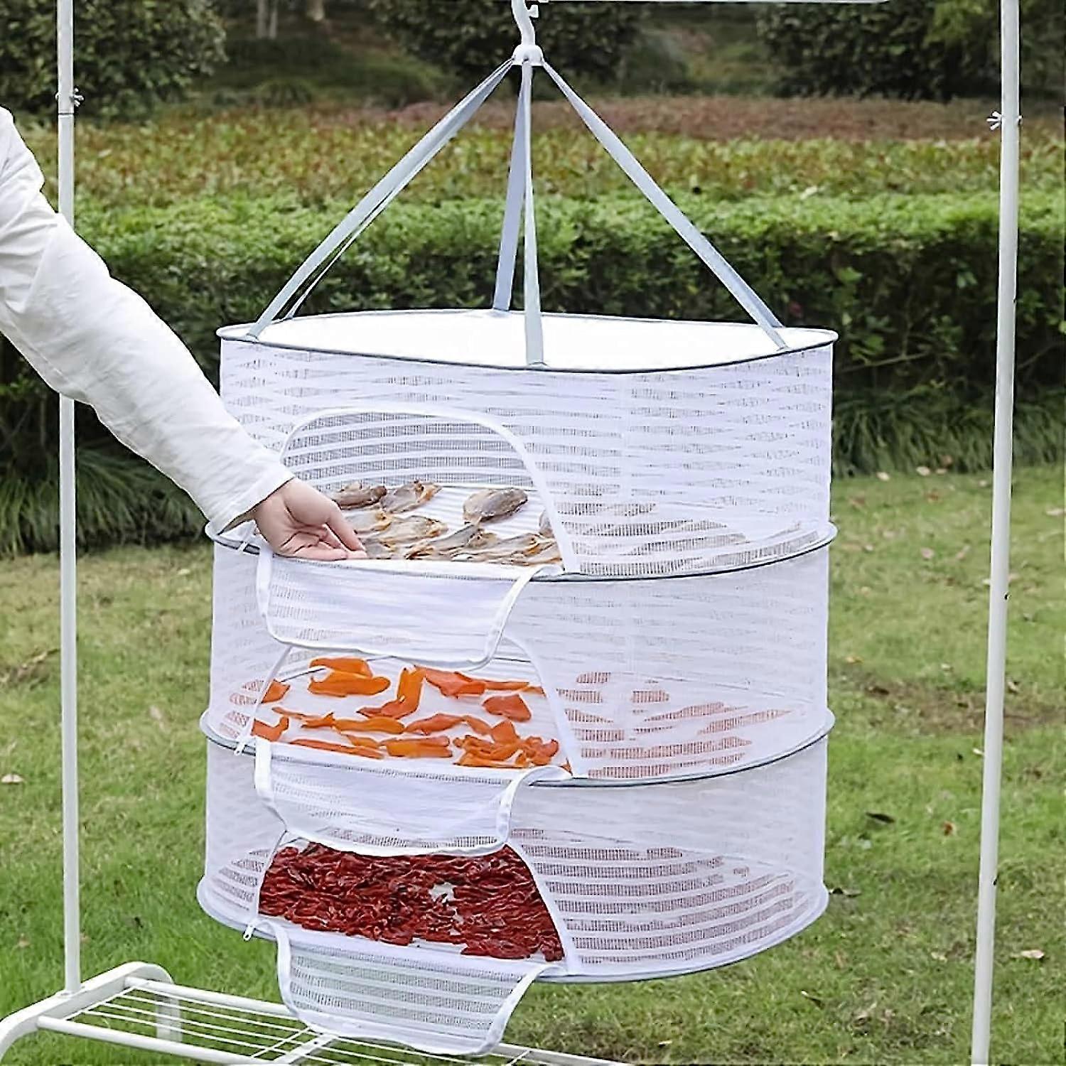 Drying Net Herbs, Mesh Drying Net for Herbs, Hanging Dry Net, Foldable Herb Dryer with Zips, for Drying Seeds, Fish, Vegetables, Fruit