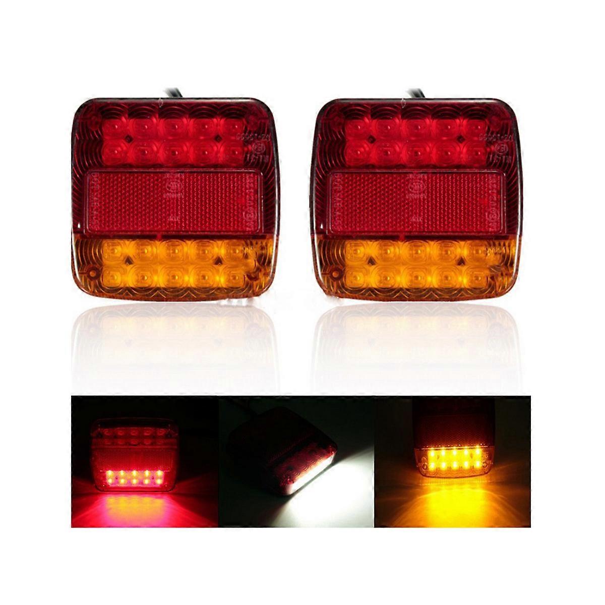 1 Pair HL-J-196 Trailer Tail Light 12V LED Trailer Lights Signal Running Lamp for Trucks Trailers (Red and Yellow)