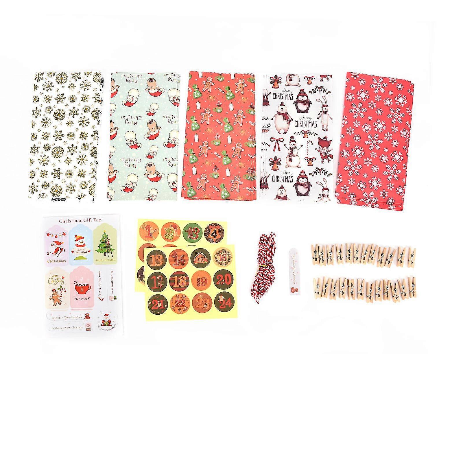 24 Pcs Christmas Gift Bag Set - Exquisite Design, Christmas Theme