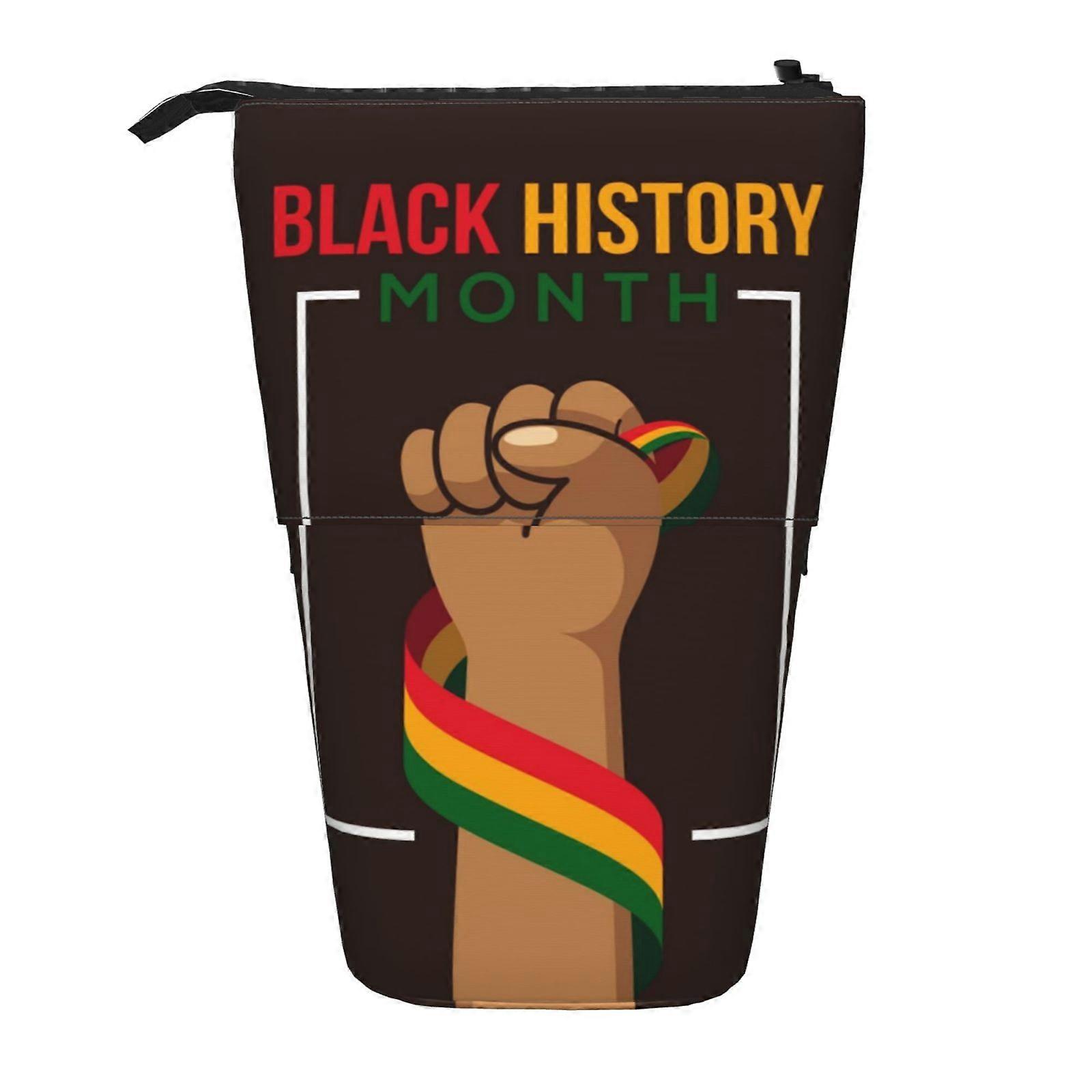 شهر التاريخ الأسود 2024 مقلمة الوقوف حقيبة قلم رصاص تلسكوبية مع سحاب حقيبة مكياج محمولة 4