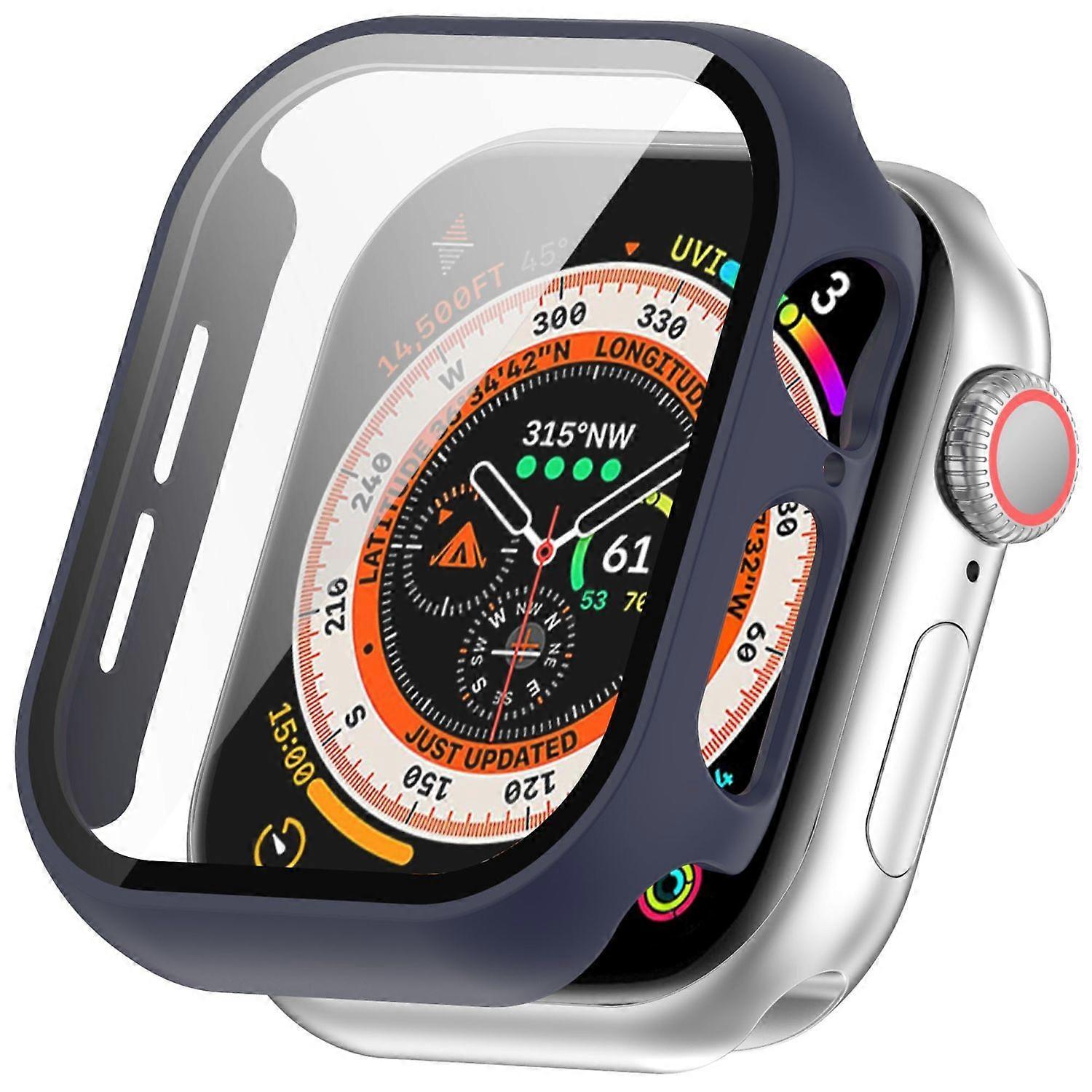 适用于 Apple Watch Series 10 46 毫米塑料表壳 + 钢化玻璃深蓝色