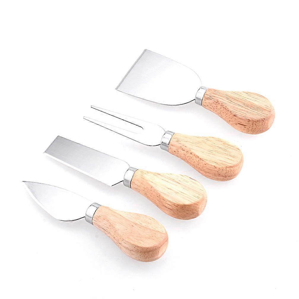 4pcs Cutlery Set Tableware Flatware Knives Fork Scraper with Wooden Handle