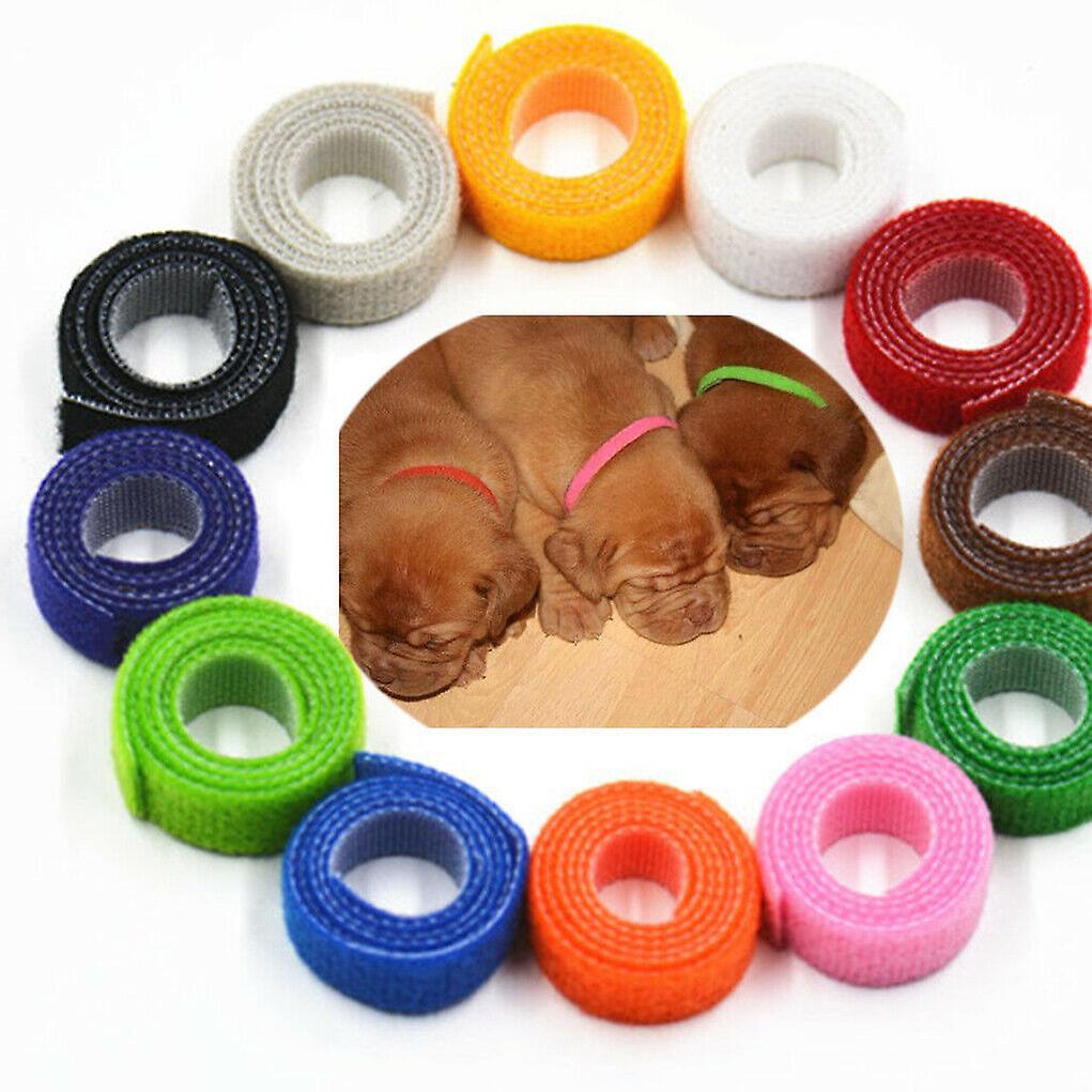 12 Colours Puppy Id Collars Whelping Dog Band Newborn Soft Fabric Identification