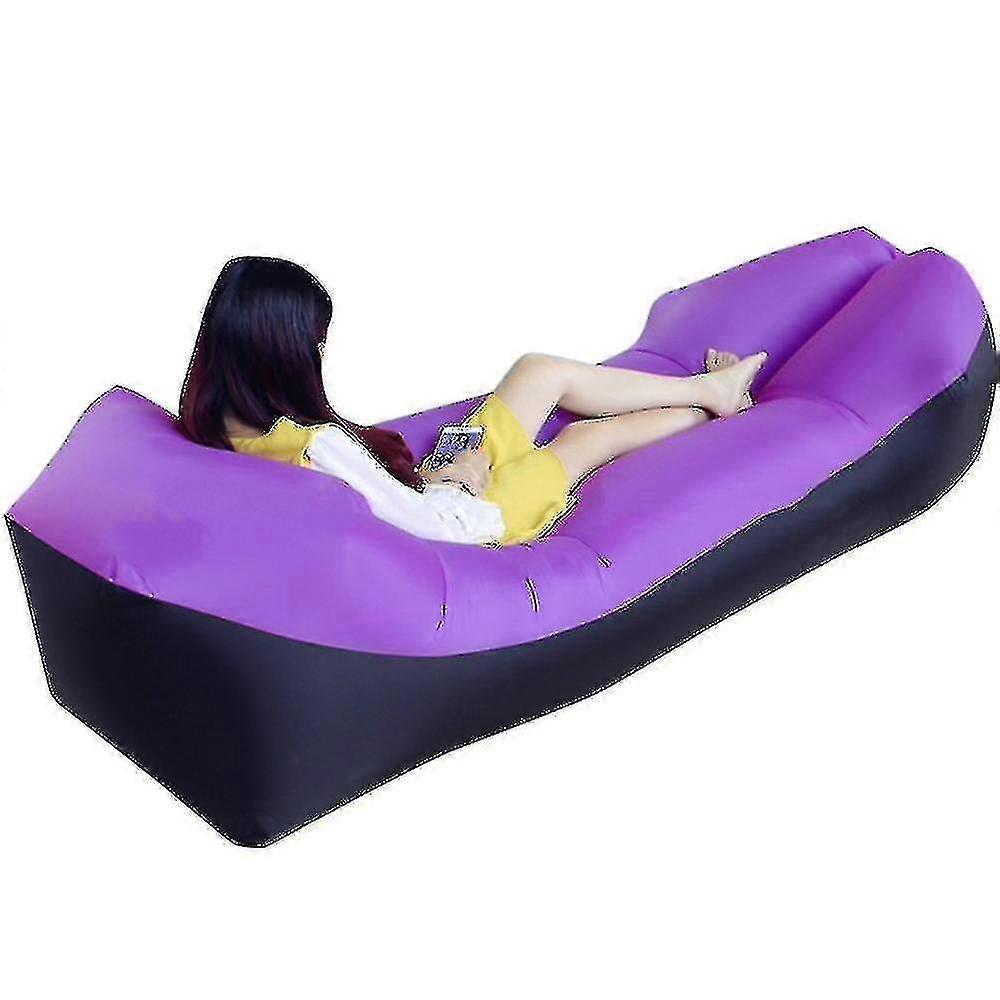 Inflatable Sofa Recliner Outdoor Portable Sofa Garden Outdoor Indoor(220x70cm)(purple)
