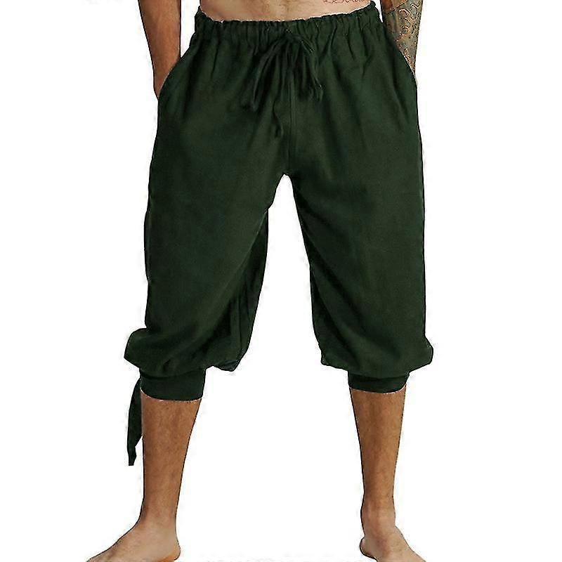 Erkekler Korsan Pantolon 3/4 Ortaçağ Rönesansı Viking Cosplay Süvari Köylü Kazazedeler Kostüm Bloomers Pantolon