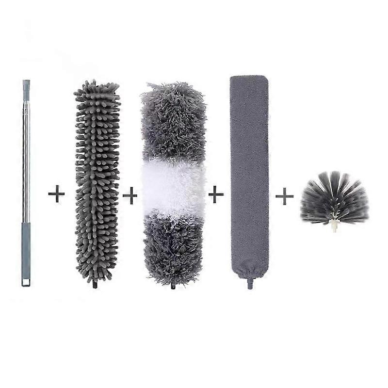 Feather Duster,5Pcs Extendable Duster Cleaning Kit2.5CM Extra Long Handle, Microfiber Dusters for Cleaning Cobweb, High Ceiling Fan