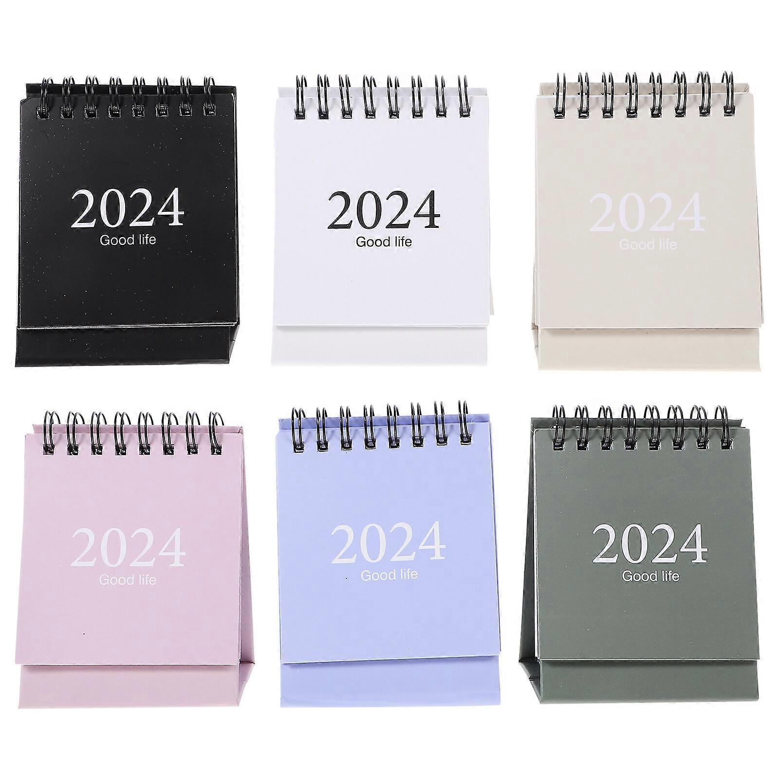 6Pcs Mini Calendar Planner Spiral Desk Calendar Office Desktop Calendar Spiral Binding Calendar