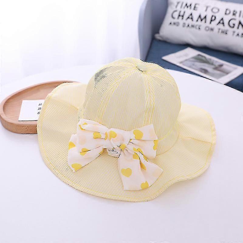 Big Bow Baby Bucket Hat Hjerte print Stribede Piger Dreng Solhat