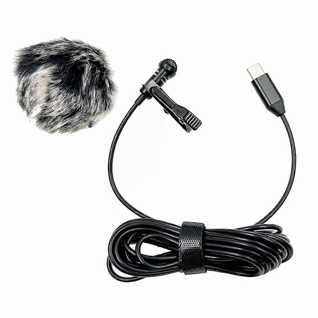 Portable Type C Microphone Compact Clip on Mic High Sensitivity Lapel Mic ABS