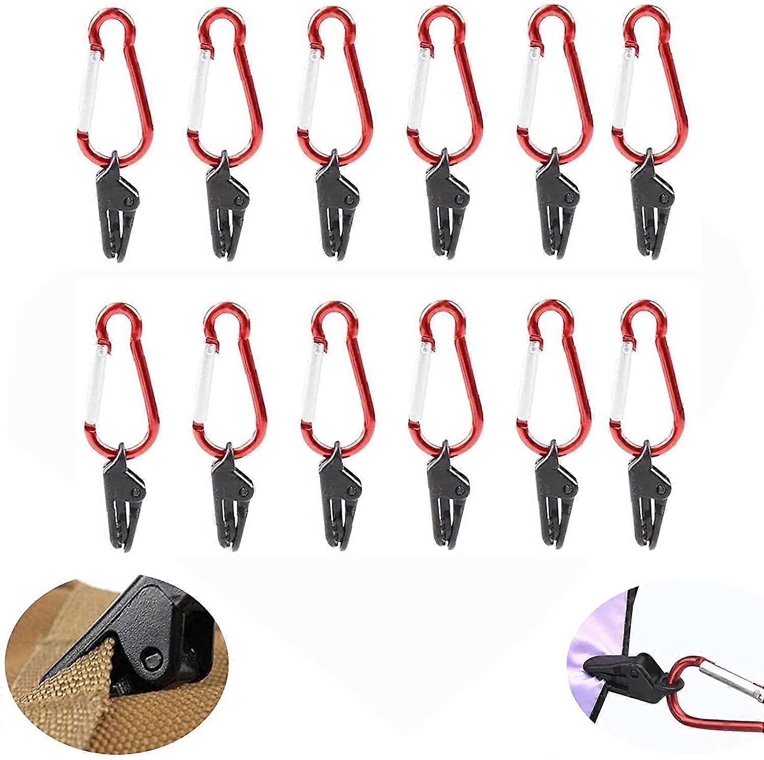 12 Pieces Tarp Clamp Alloy Tent Clip, Windproof Reusable Tarp Clip, Reusable Awning Clip, for Fixed Pool Canopy Cover, Tent, Trampoline, Boat Canopy