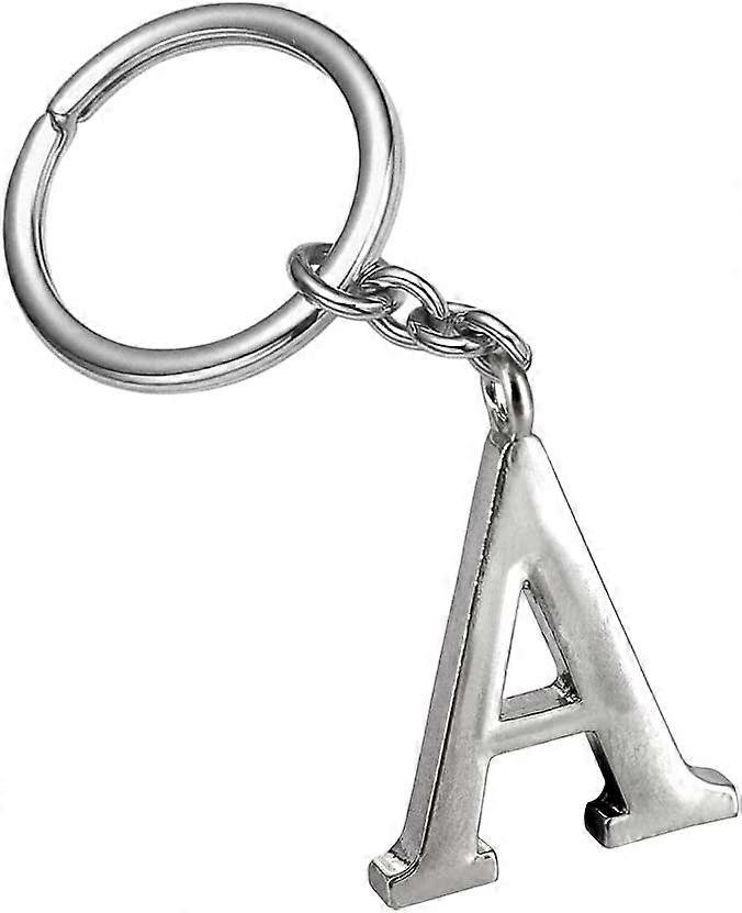 Z522_B Adorable Alphabet Initial Letter A Charm Keychain Key Ring (Silver)